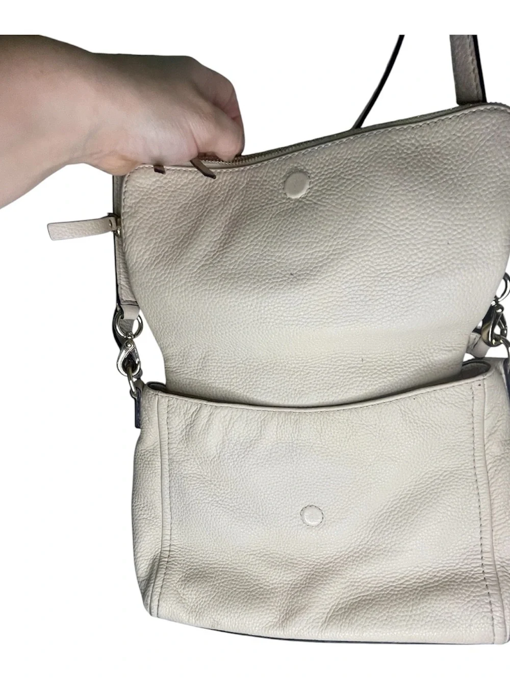 Kate Spade New York Pebbled Leather Shoulder Crossbody Bag Beige Taupe
